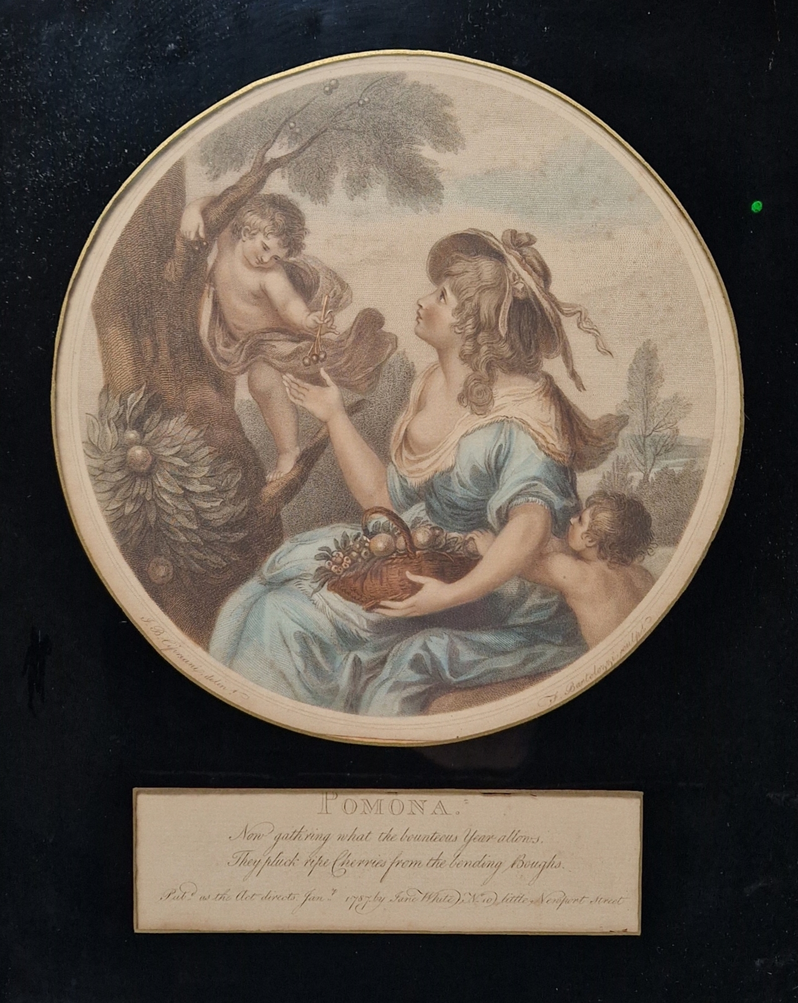 Francesco Bartolozzi after Cipriani Two 19th century hand coloured engravings of Ceres and Pomona, - Image 2 of 3