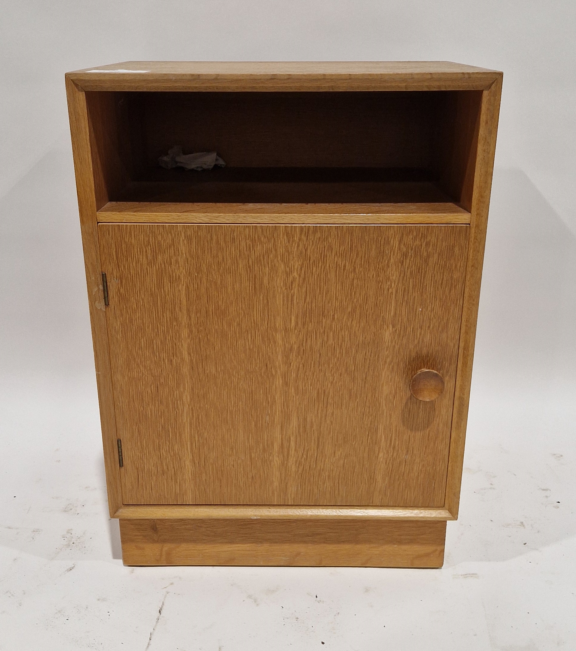 Meredew mid 20th century oak kneehole dressing table with frameless triple folding mirror, five - Image 2 of 2