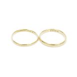 William IV 22ct gold wedding band and another 22ct gold wedding band, gross weight 3.4g approx. (