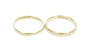 William IV 22ct gold wedding band and another 22ct gold wedding band, gross weight 3.4g approx. (