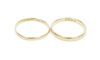 William IV 22ct gold wedding band and another 22ct gold wedding band, gross weight 3.4g approx. (