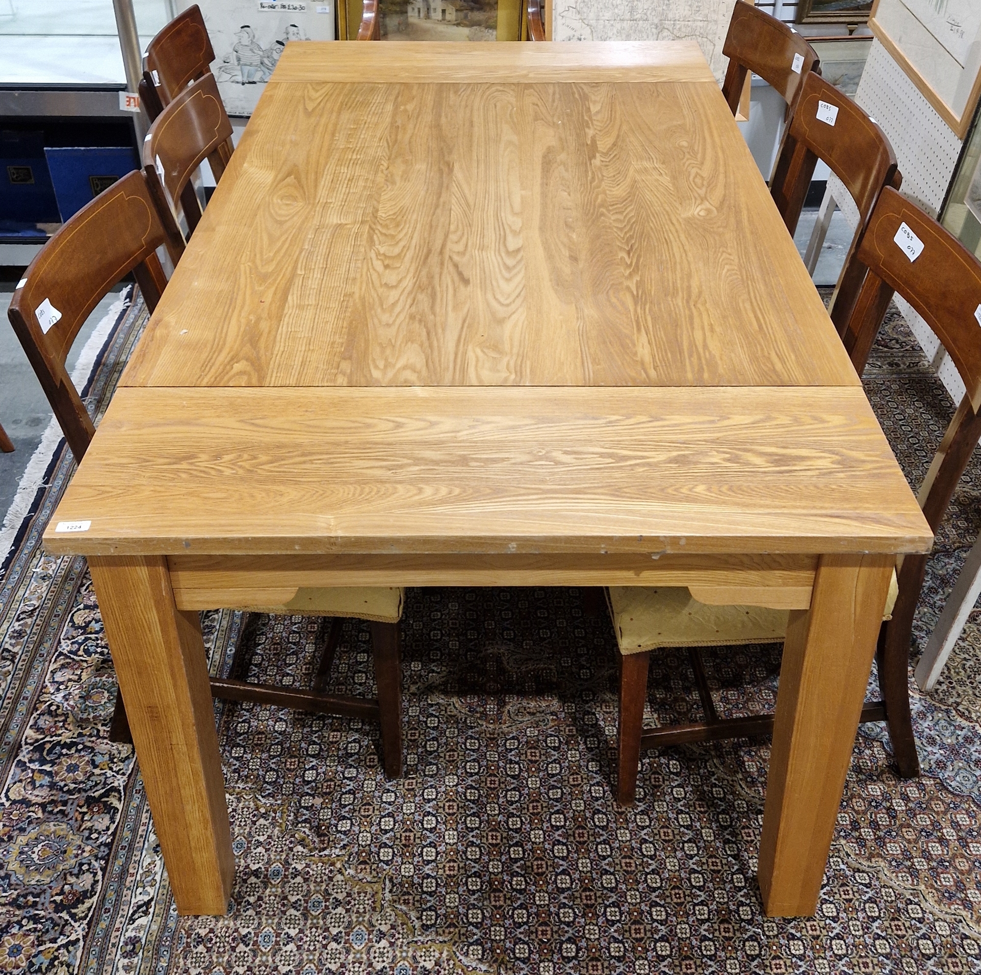 Modern hardwood kitchen dining table, rectangular, 76cm high x 100cm wide x 184cm long