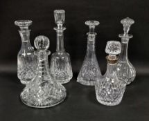 20th century silver collared cut glass decanter and stopper, cut with diamond pattern, 26cm high,