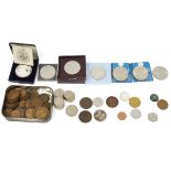 Assorted circulated and commemorative coinage, GB and commonwealth, including pre-decimal pennies,