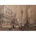 Samuel Prout (1783-1852) Pencil, pen, ink and grey wash heightened with white "The Doge's Palace,