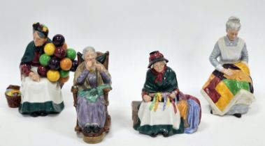 Four Royal Doulton bone chilna figures comprising 'Silks and Ribbons' HN2017, 'Even Tide' HN2814, 'A