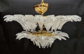 Barovier & Toso Murano glass 'Palmette' two tier suspension lamp/electrolier, model number 5310-5,