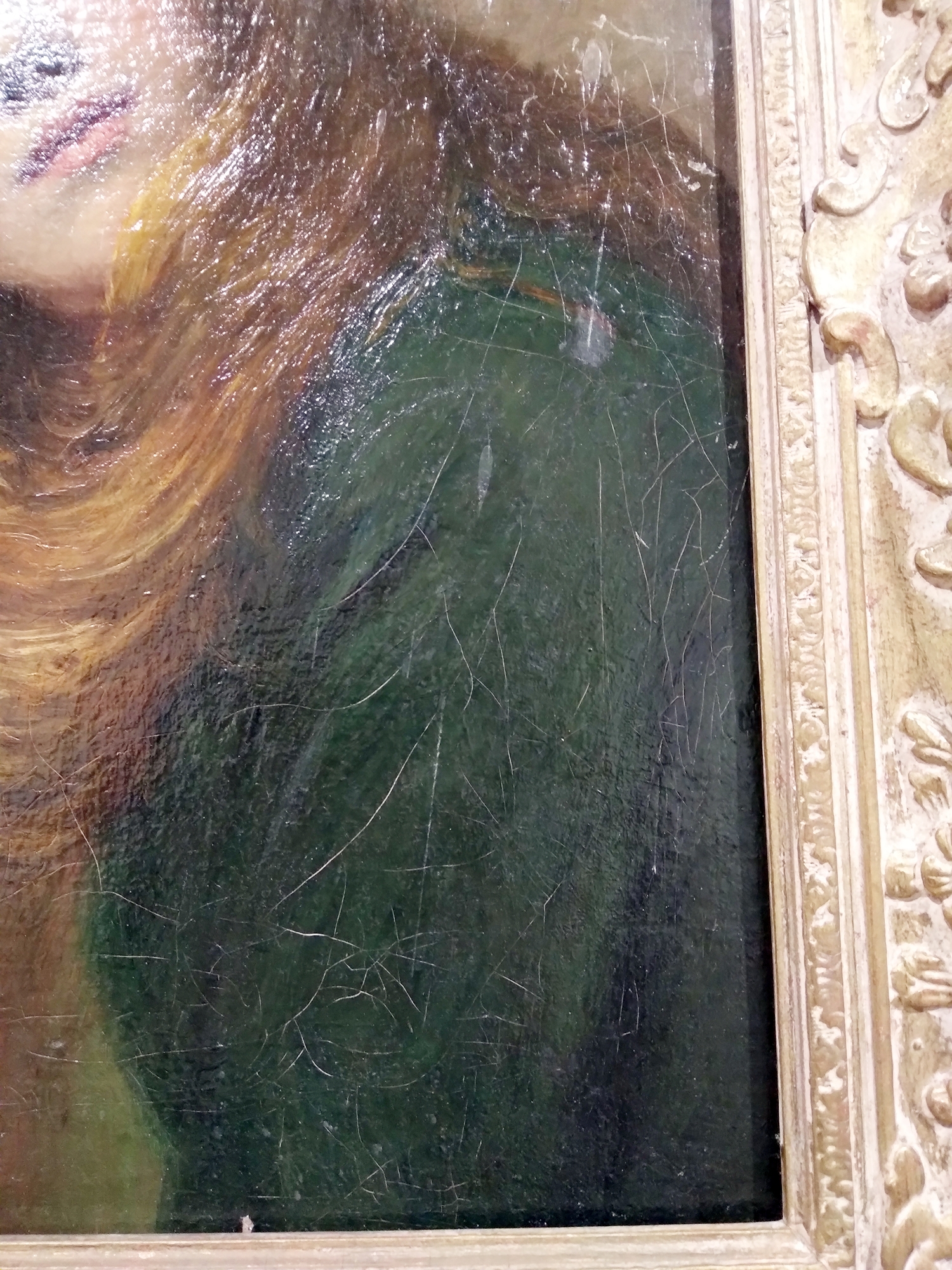Late 19th century British School Oil on canvas Portrait of a young woman with windswept red hair - Image 5 of 12
