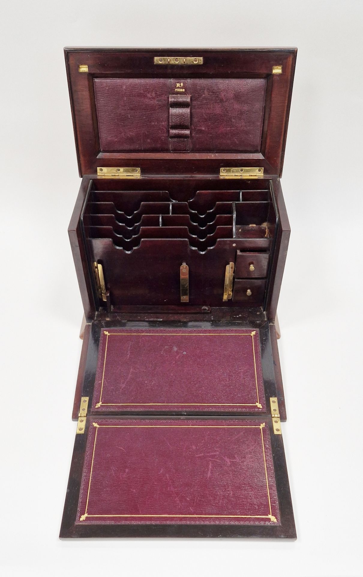 Edwardian marquetry inlaid fall-front stationery casket, the front with leather lined fold-out - Image 2 of 54