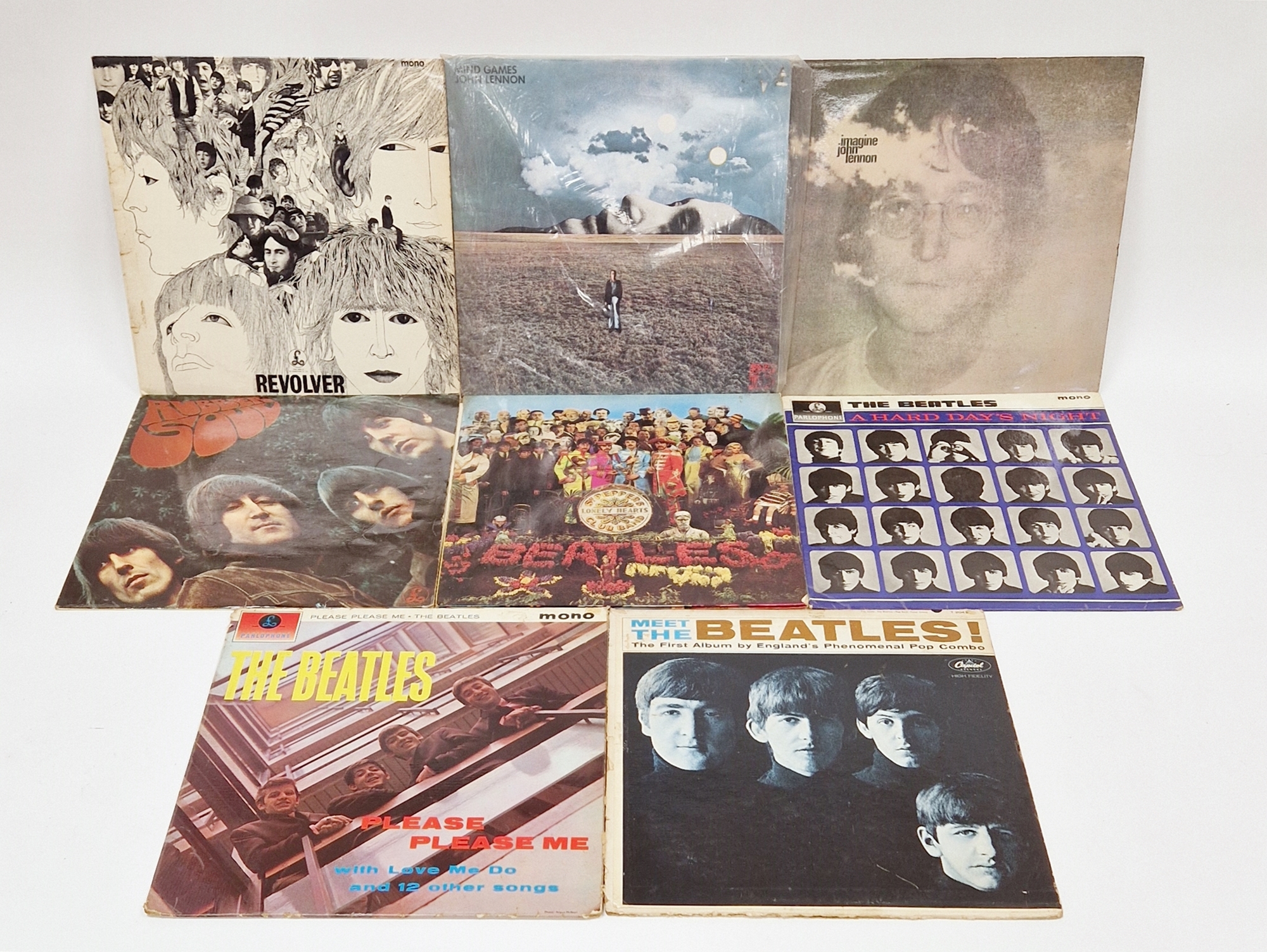 Collection of Beatles vinyl LPs including Meet the Beatles T2047, Please Please Me PMC1202, A Hard