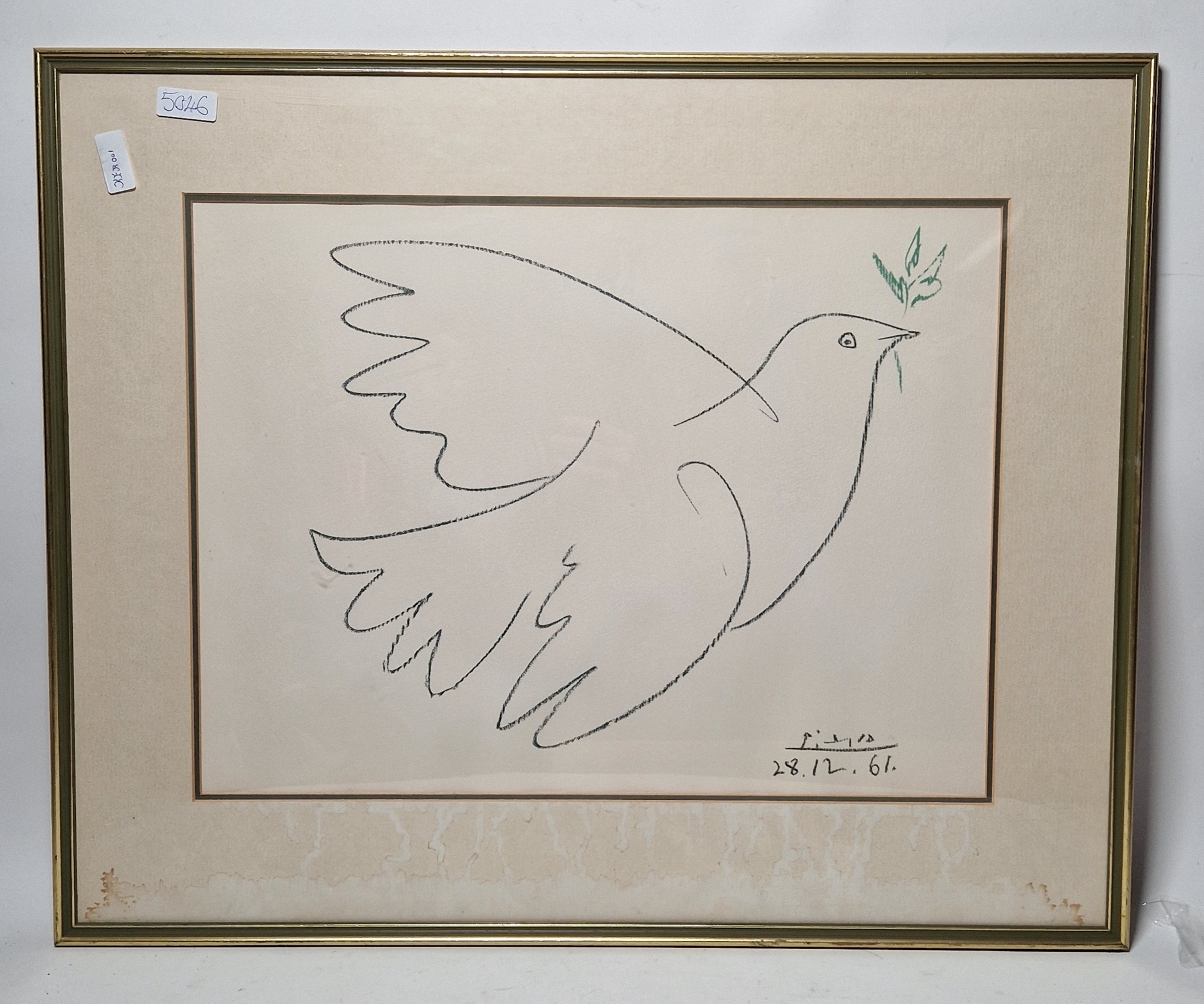 After Pablo Picasso (1881-1973) Offset lithograph "Dove of Peace", open edition, signed and dated - Bild 2 aus 4