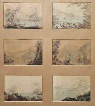 19th century school Watercolour and pencil Set of six coastal, river and lakeside scenes to