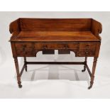 19th century mahogany washstand with gallery and hinged top, inset with apertures for washing basins