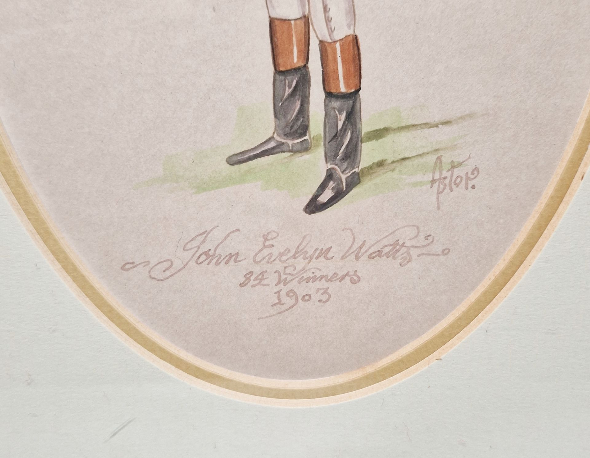 Astor (XIX/XX century)  Set of three watercolour drawings  Portraits of jockeys viz:- Fred Archer, - Image 9 of 10