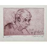 Yaakov Boussidan (1939) Etching on paper Portrait of a man, inscribed and dated in pencil '80 my