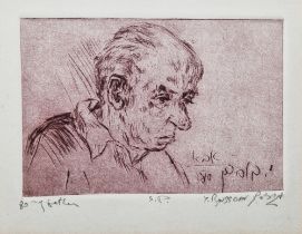 Yaakov Boussidan (1939) Etching on paper Portrait of a man, inscribed and dated in pencil '80 my