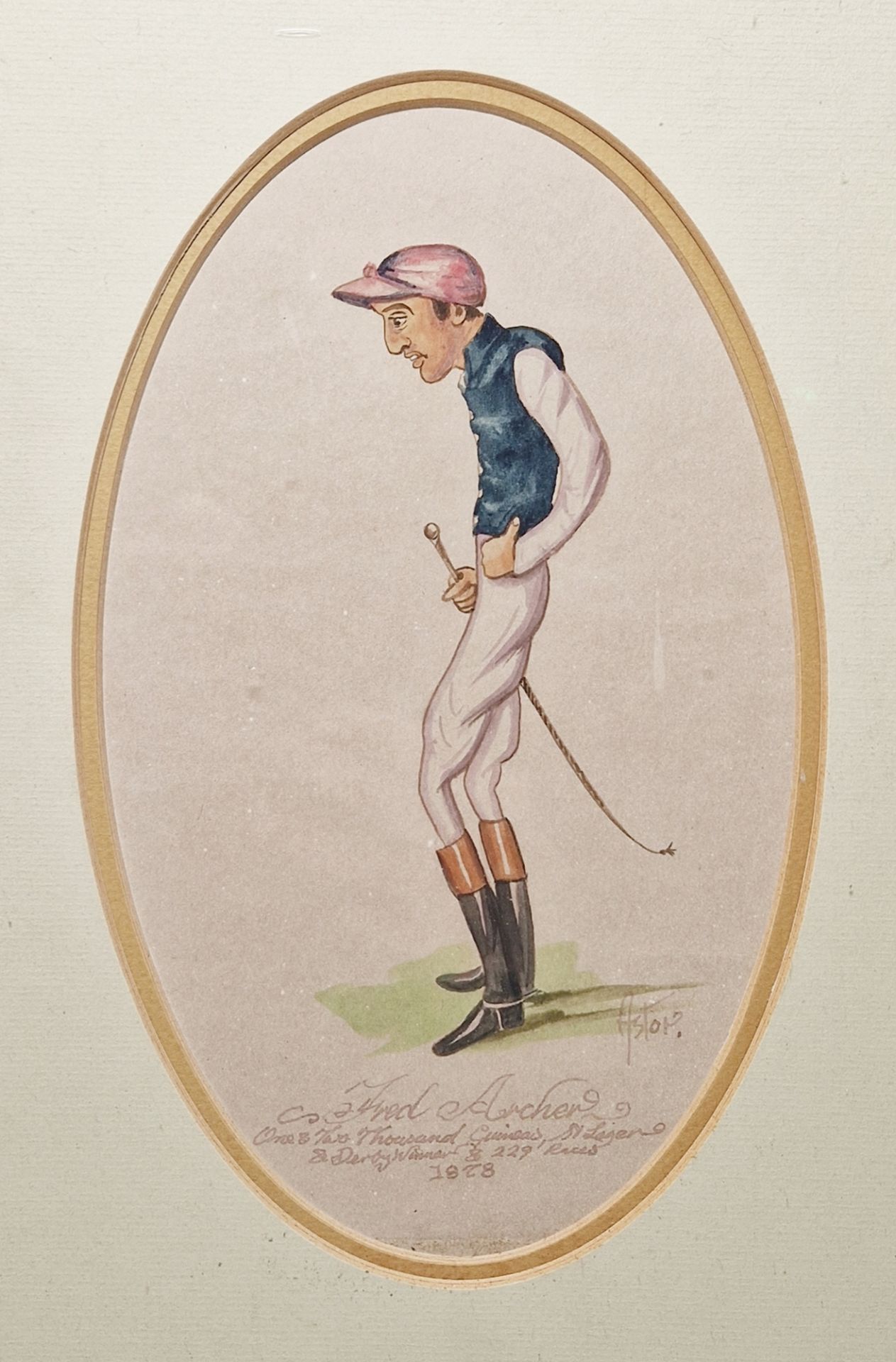 Astor (XIX/XX century)  Set of three watercolour drawings  Portraits of jockeys viz:- Fred Archer, - Image 7 of 10