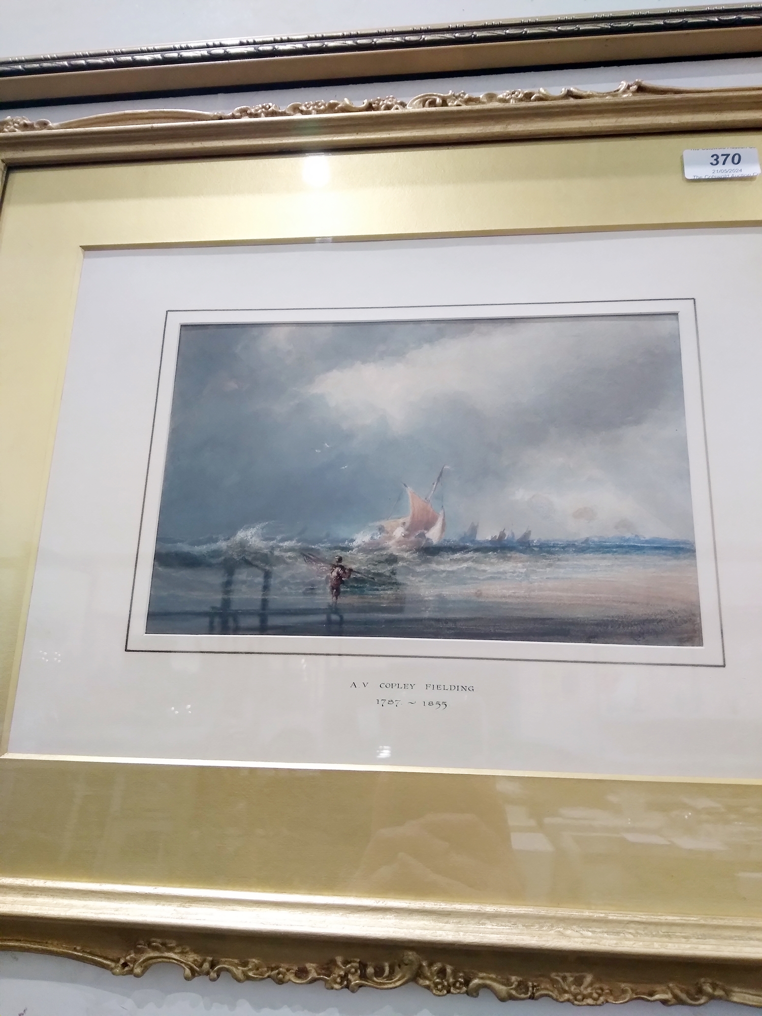 Anthony Vandyke Copley Fielding (1787-1855) Watercolour Coastal scene with boat in rough sea and - Bild 8 aus 9
