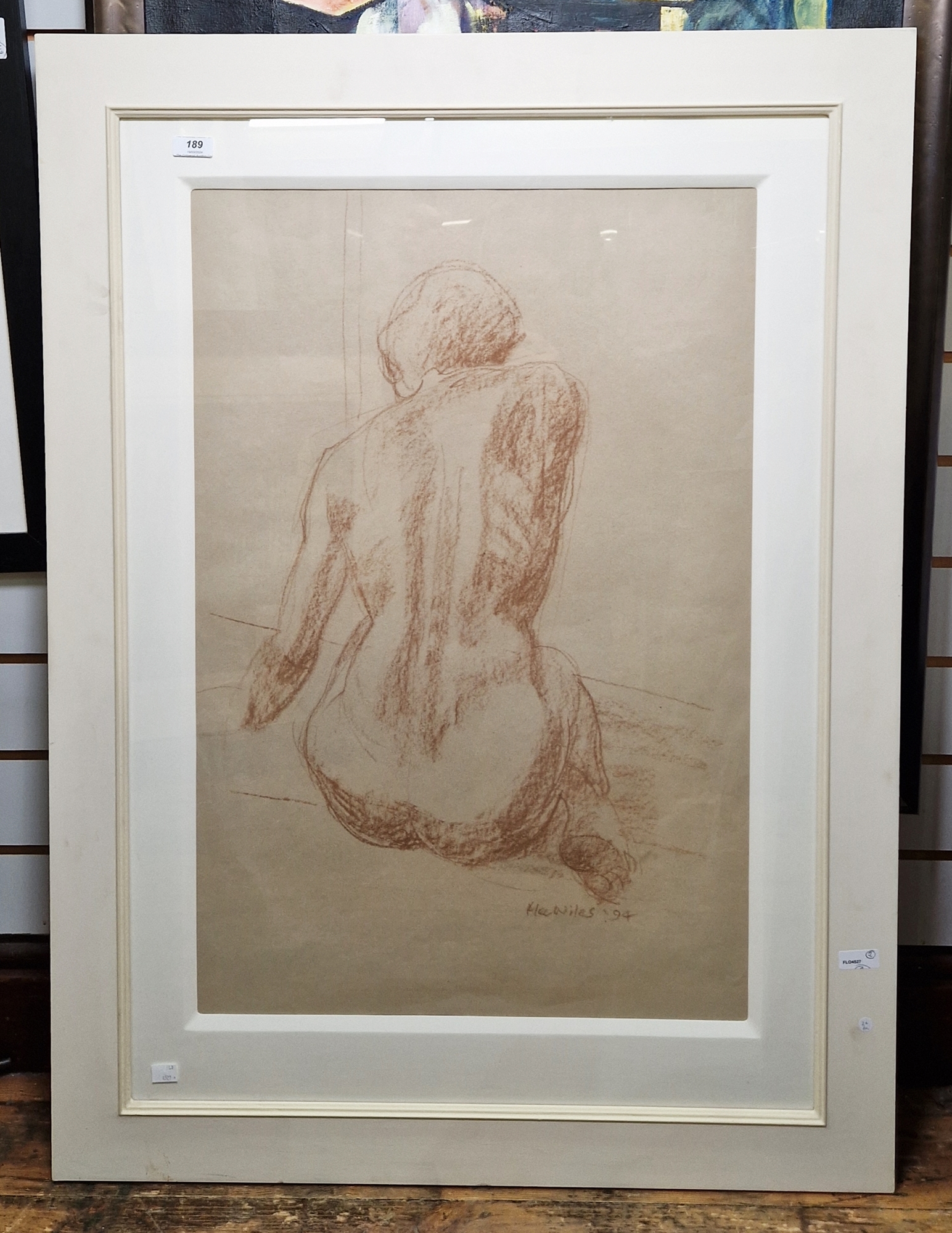 Robert Bryce Muir (b.1962) Charcoal and wash drawing 'Surfer' Nude male, rear view, signed in pencil - Image 3 of 6
