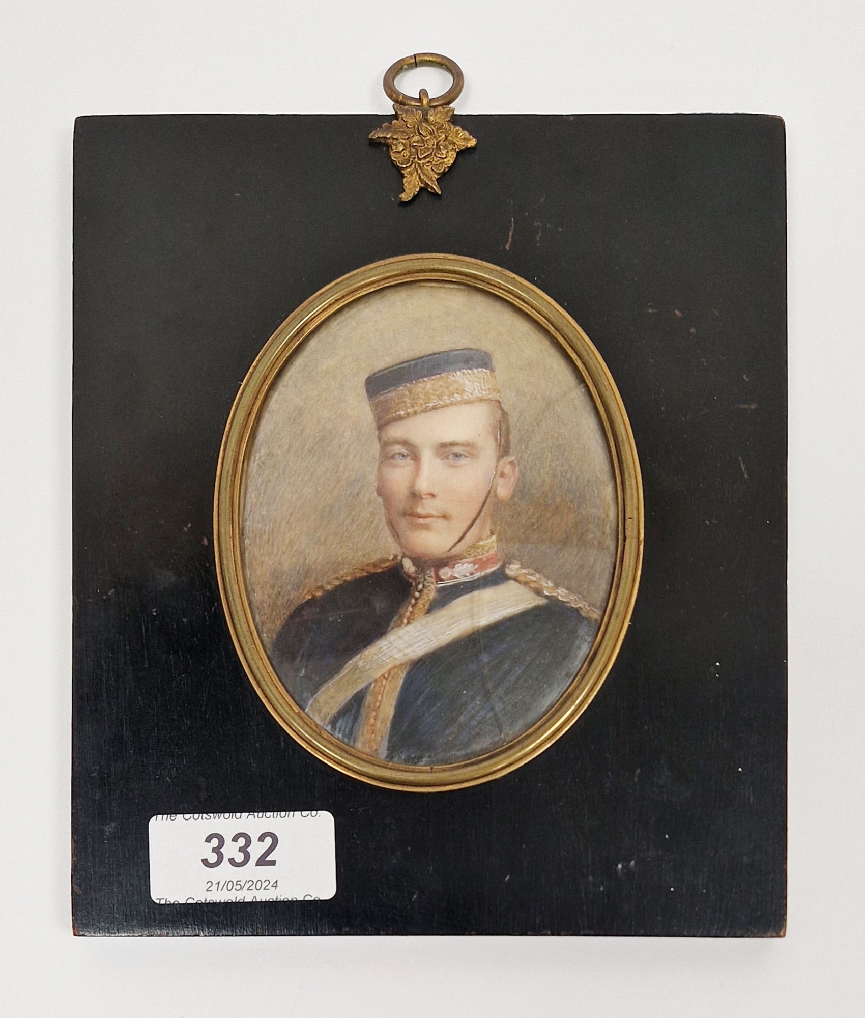 19th century portrait miniature on ivory depicting a soldier in military dress, glazed and mounted