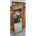 Mahogany framed hall mirror of rectangular form, 46cm wide x 140cm high