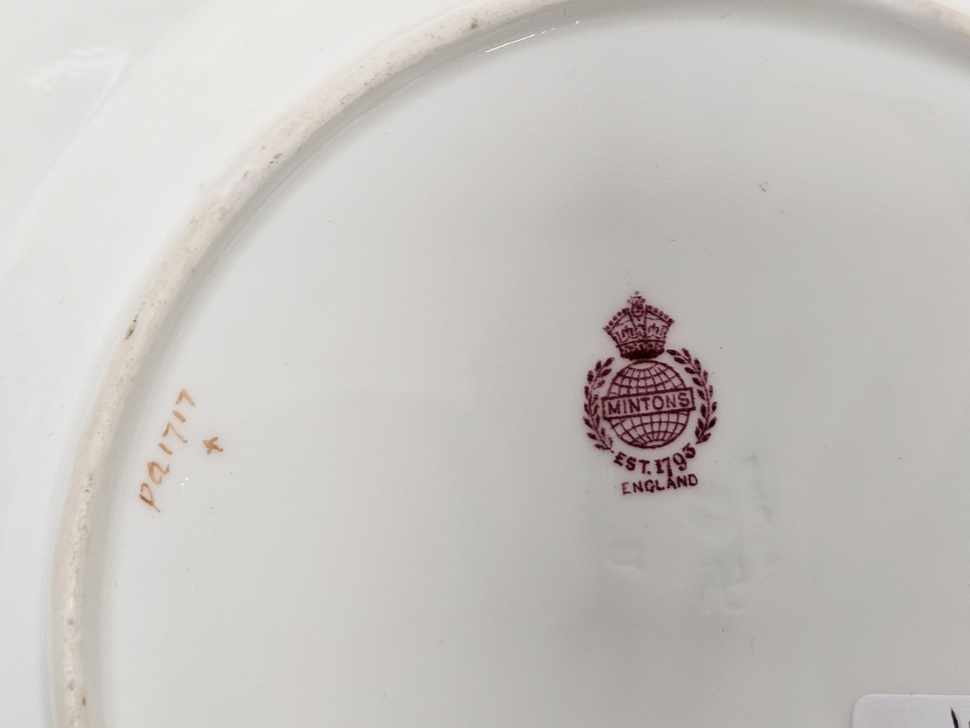 Late 19th century Mintons bone china fruit decorated cabinet plate, printed puce marks, impressed - Image 2 of 2