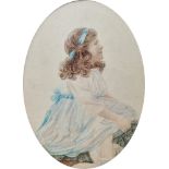 Late 19th/early 20th century school Watercolour drawing Young girl seated wearing white dress with