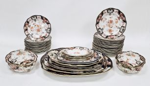 Composite Royal Crown Derby imari pattern part dinner and tea service, circa 1890, printed green