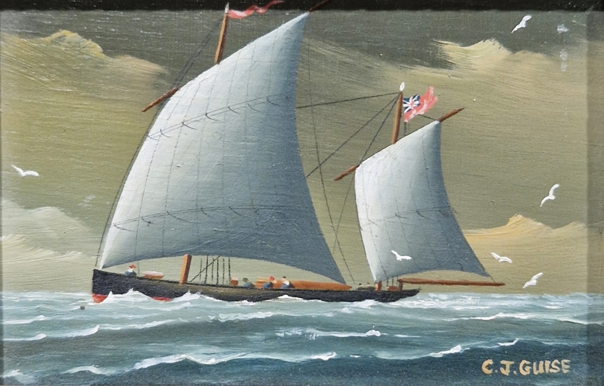 Christopher Guise (20th century) Pair of miniature maritime oil on boards Comprising: The Topsail - Bild 3 aus 6