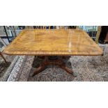 Regency mahogany breakfast table, rectangular with curved corners, rosewood inlaid banding, on large