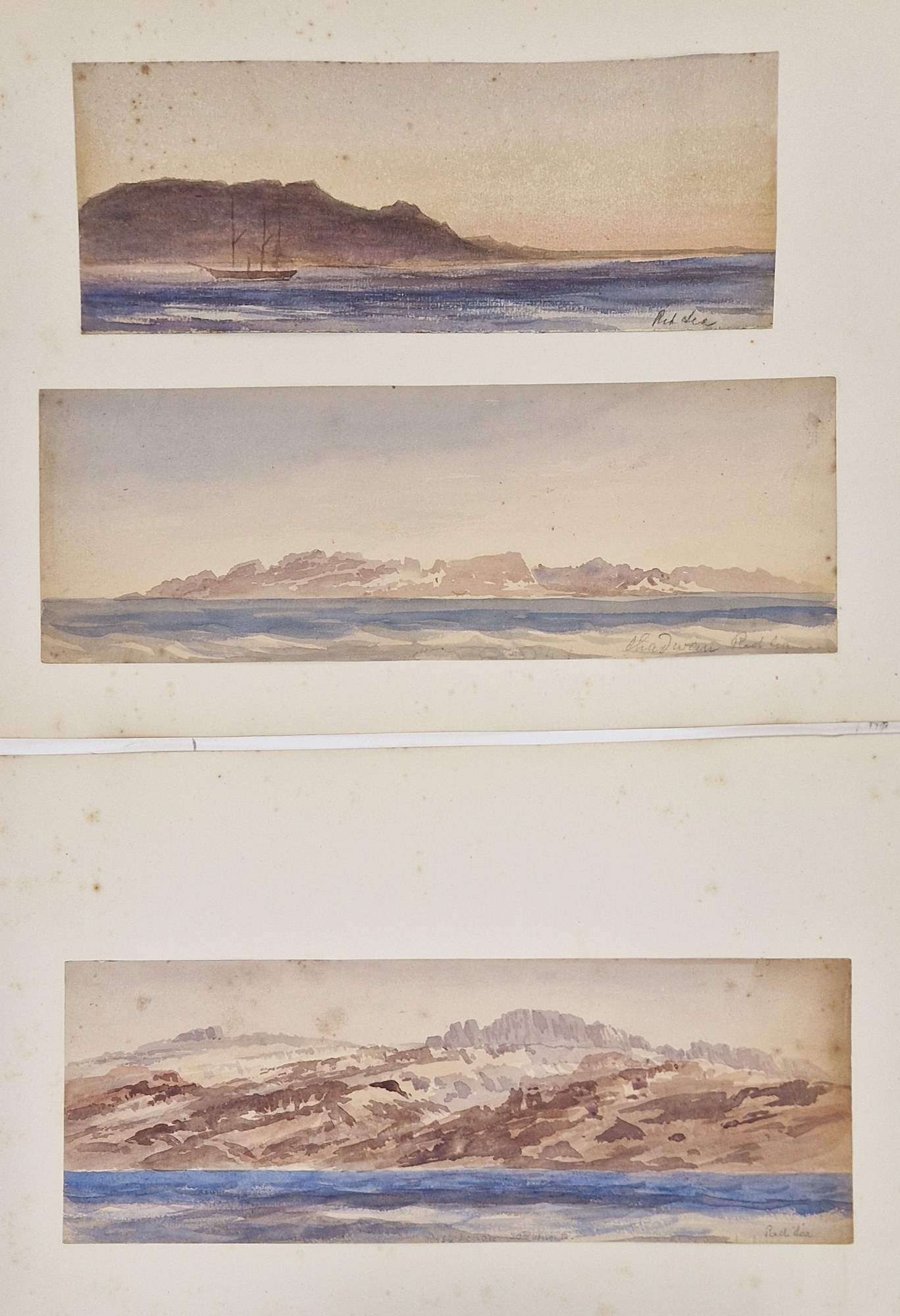 Watercolour drawings - collection Attrib. A H. Walter " A Passage from India to England 1873" - Image 6 of 13