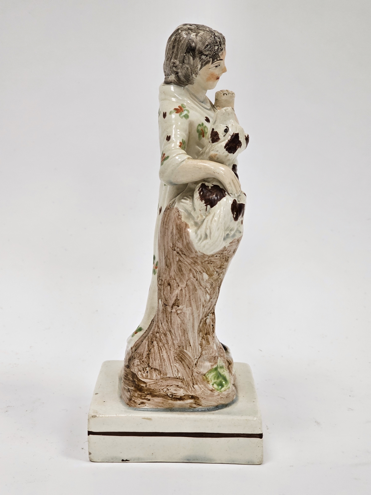 Theophilus Smith Staffordshire pearlware figure of a man and hound, late 18th century, impressed T. - Image 2 of 4