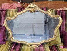 20th century gilt framed wall mirror, 91cm wide x 68cm high