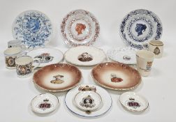 Collection of English pottery royal commemoratives including two Royal Worcester Victorian Jubilee