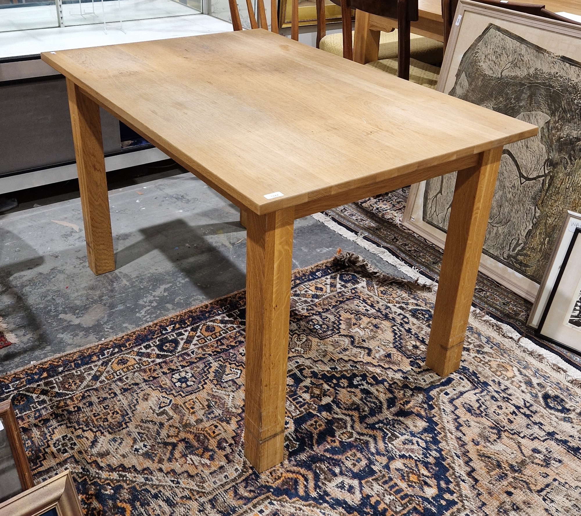 Small oak kitchen dining table, rectangular, 76cm high x 80cm wide x 119cm long