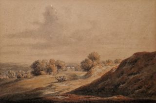 Joseph Powell (1780-1834) Watercolour "Country House with Deer", signed and dated 1800 lower left,