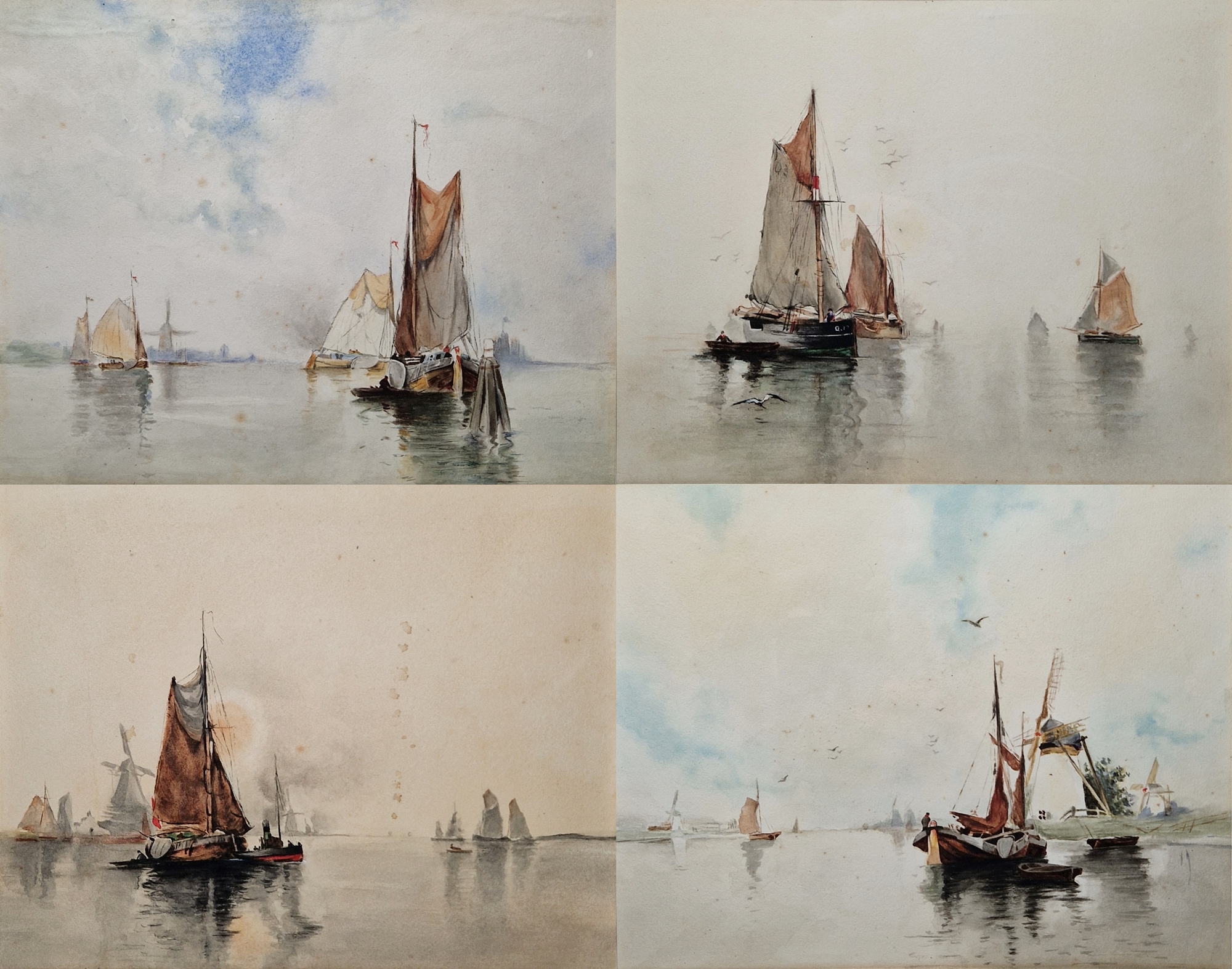 Late 19th/early 20th century Dutch school Watercolour Set of four watercolour drawings depicting - Image 8 of 14