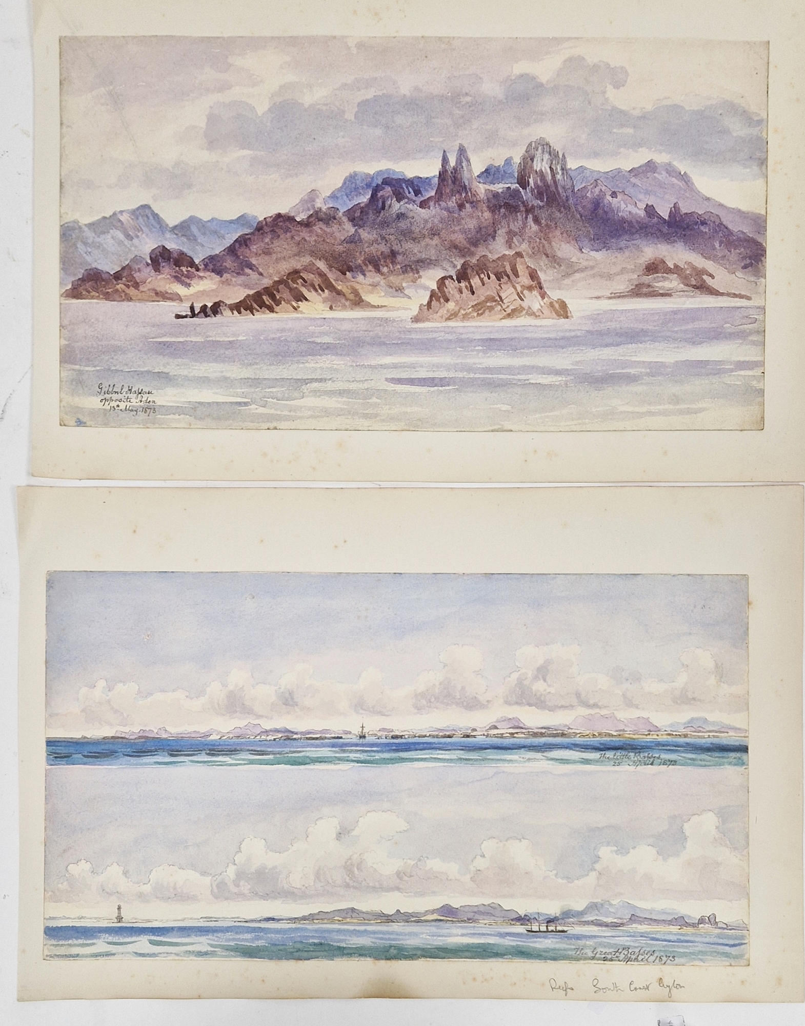 Watercolour drawings - collection Attrib. A H. Walter " A Passage from India to England 1873" - Image 13 of 13