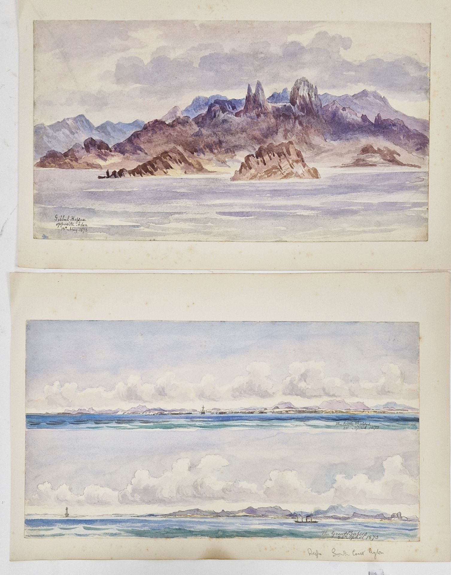 Watercolour drawings - collection Attrib. A H. Walter " A Passage from India to England 1873" - Image 13 of 13