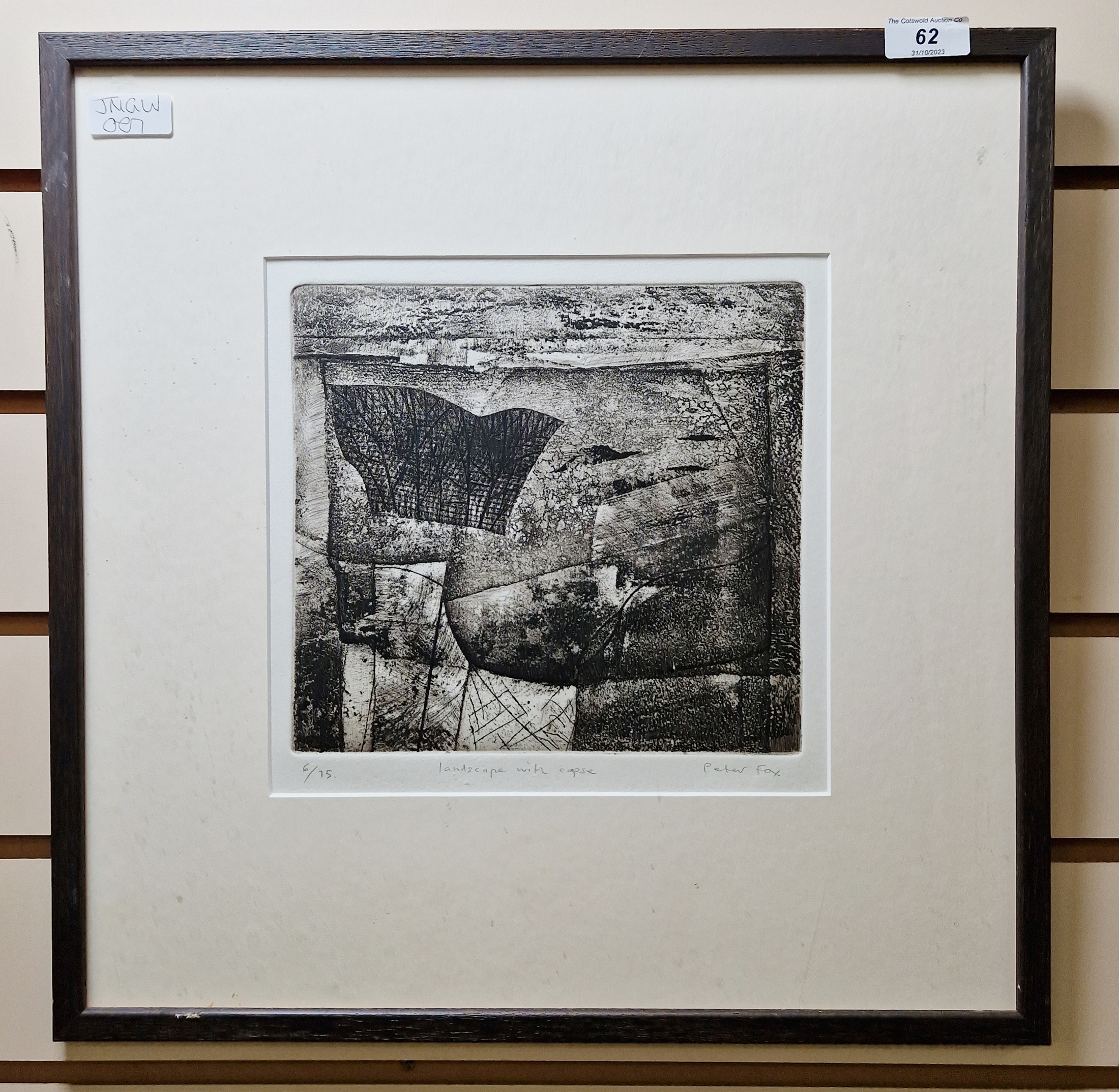 Peter Fox (British b.1952) Monotone etching "Landscape with copse", limited edition numbered 6/75, - Image 2 of 3