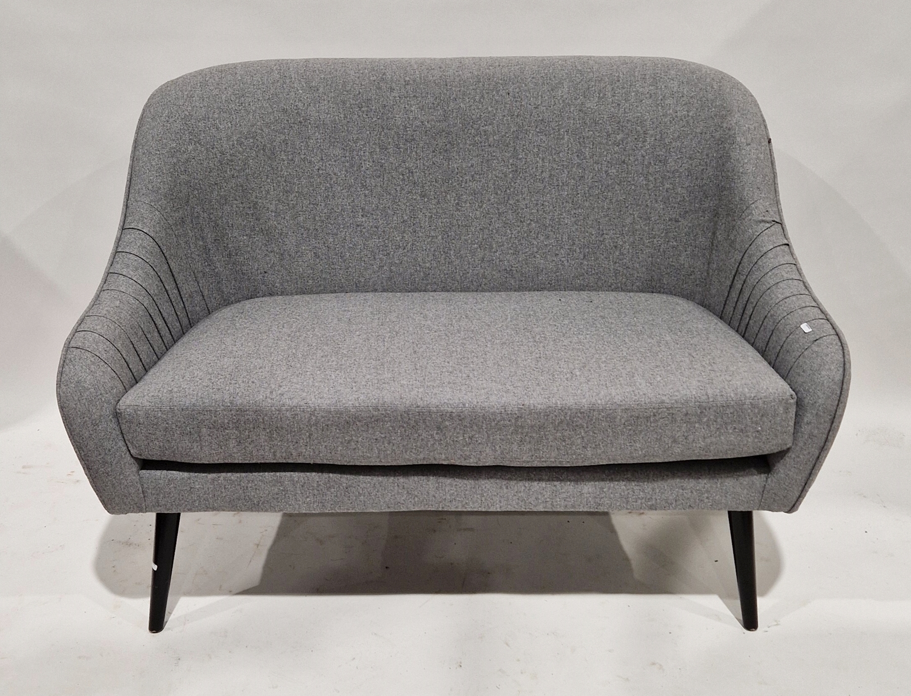 Two grey upholstered two-seater sofas, each raised on tapering legs, 120cm wide (2) - Image 2 of 2