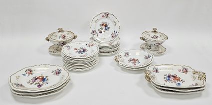Staffordshire porcelain part dessert service, circa 1825, painted with bouquets of flowers within