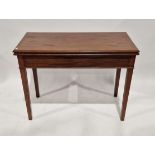 19th century mahogany rectangular folding side table, the moulded top above tapering square