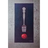 After J. Wiens (20th/21st Century) Four still life prints, each with a fork and vegetable within