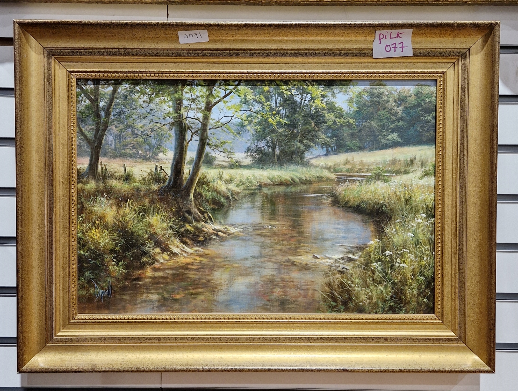David Dipnall (1941-2023) Oil on canvas River landscape, signed lower left, 44cm x 29.5cm  Condition - Image 2 of 3