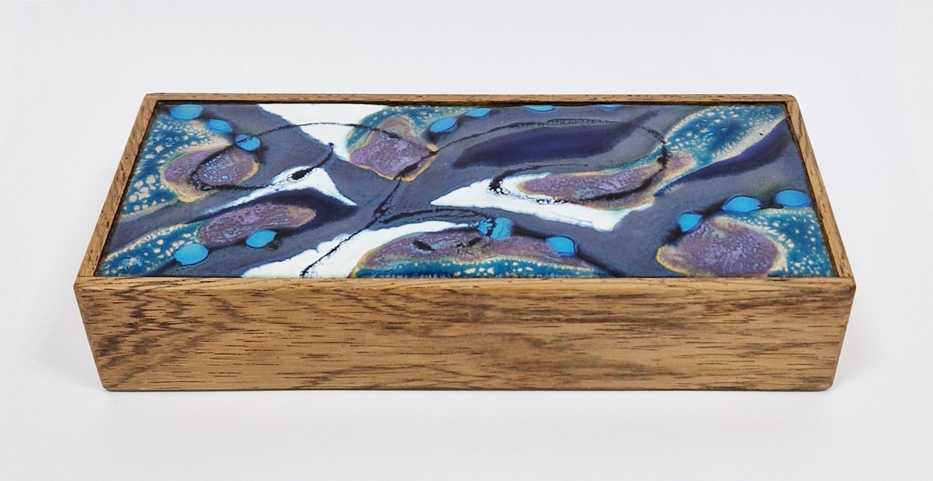 Alfred Klitgaard Danish rosewood and enamelled box, rectangular with gold, turquoise, blue and white - Image 7 of 14