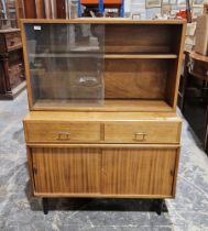 Mid 20th century teak two short drawer small chest, each drawer with metal bar handle, 91cm wide x