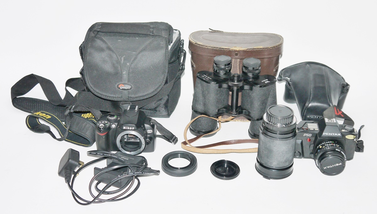 Pentax P50 camera, a Nikon D40X camera and pair of binoculars - Image 2 of 2