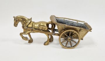 Brass model horse and cart