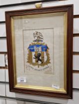 Framed armorial by George Harris of Windsor Heralds, for Theophilus Redwood Esq, in gouache and